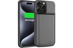 TAYUZH Battery Case for iPhone 15 Pro Max, 8500mAh Portable Charging Case with Screen Protector, Heavy Duty, Data-sync Supported, Compatible with iPhone 15 Pro Max (6.7-inch),Black
