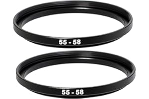 FOTASY (2 Pcs) 55-58MM Step-Up Ring Adapter, 55mm to 58mm Step Up Filter Ring, 55mm Male 58mm Female Stepping Up Ring for DSLR Camera Lens and ND UV CPL Infrared Filters