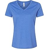 Heather Red V-Neck Tee by BELLA + CANVAS