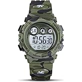 GOLDEN HOUR Watches for Kids Digital Sport Waterproof Boys Girls Watch Outdoor 12/24 H Alarm EL Backlight Stopwatch Military Child Wristwatch Ages 3-15