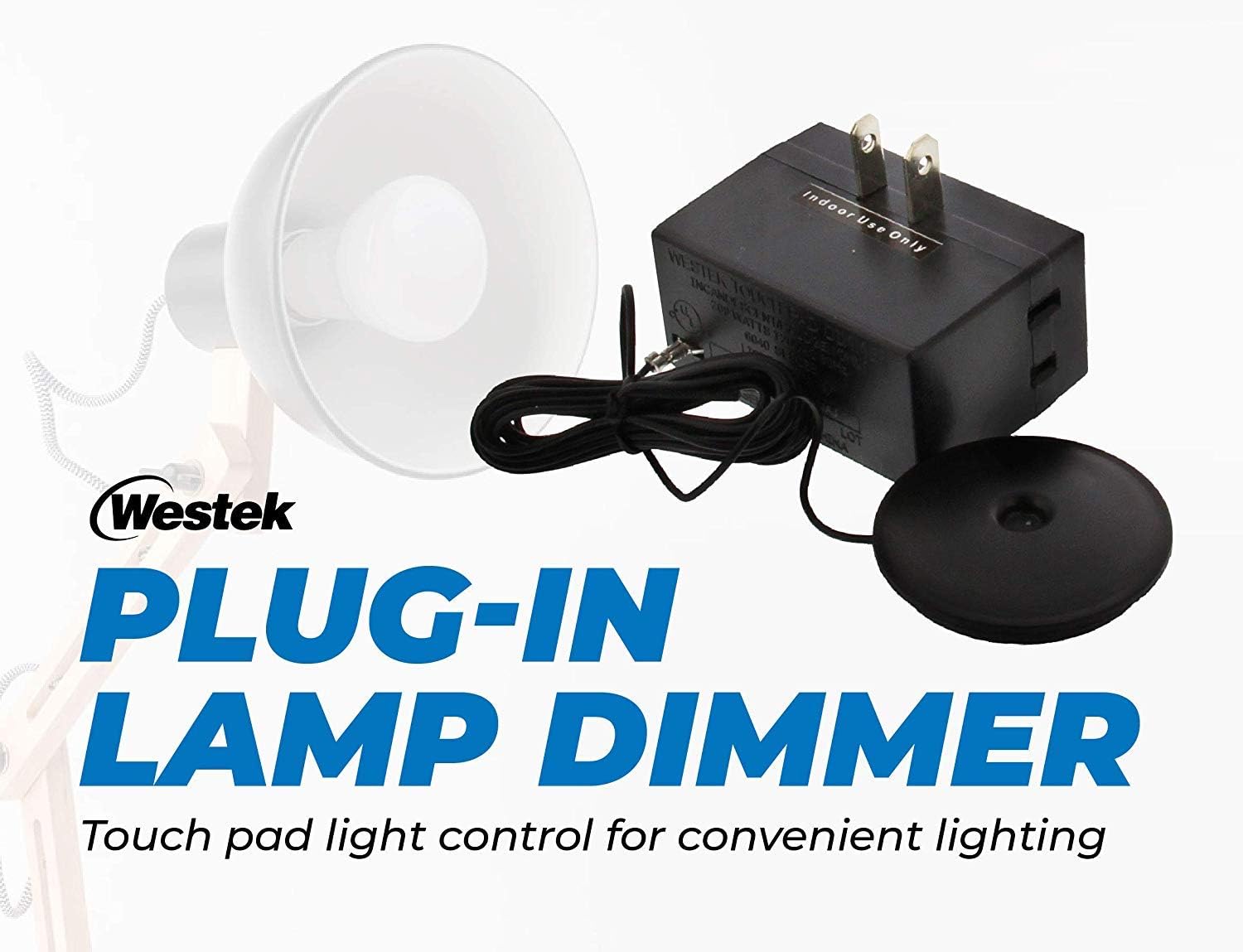 Westek Dimmer Switch for Lamps – Plug In Dimmer Switch with Touchpad Control, 2 Pack – 200W, 3 Level Dimmer – Light Dimmers for Lamps are Ideal for Bedside and Hard to Reach Lamps – 6043BC - - 