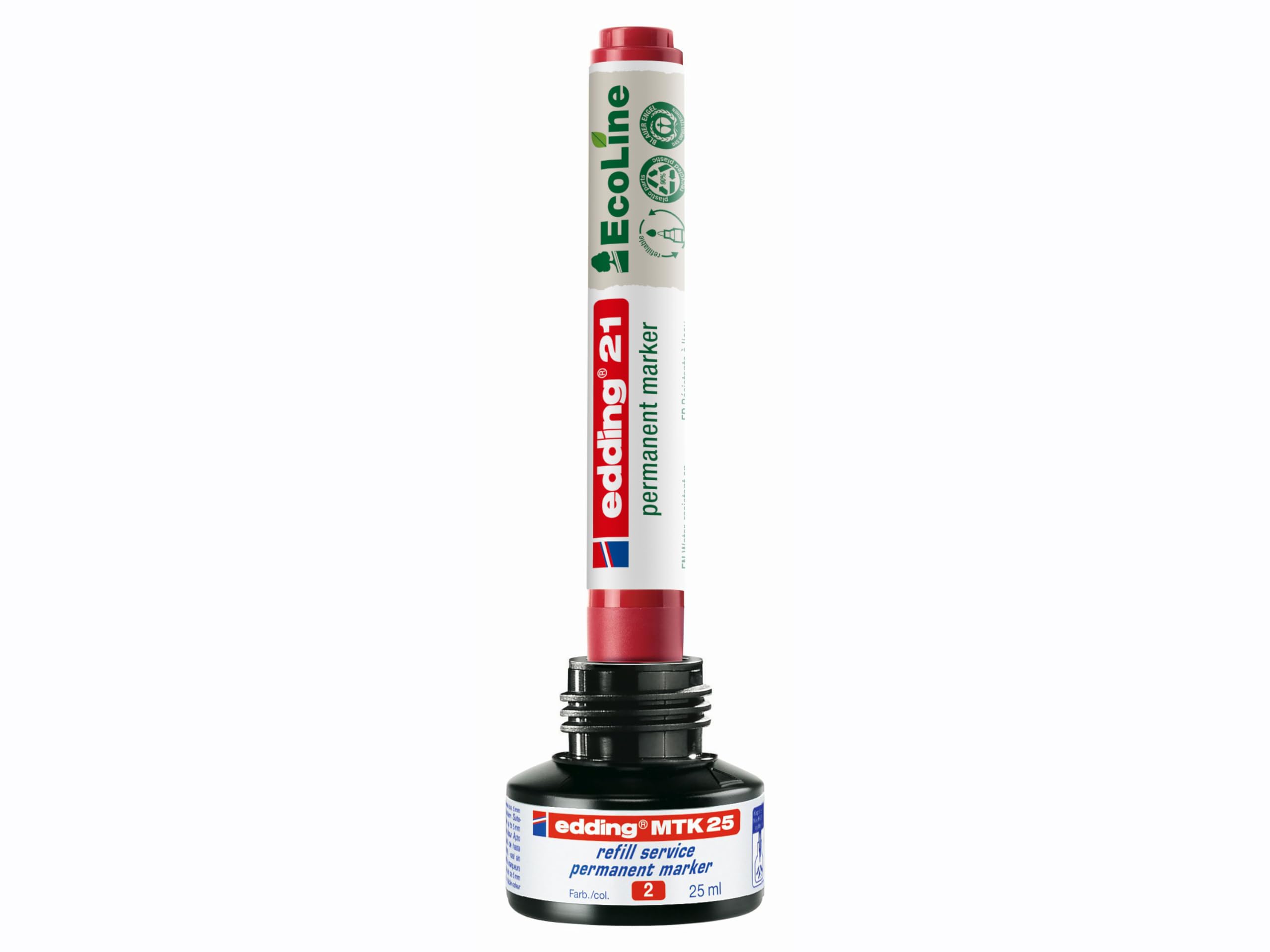 edding 21 Ecoline Permanentmarker - rot - 10 Stifte - Rund-Spitze 1,5-3 mm - schnell trocknender Permanent Marker - wasserfest, wischfest - für Karton, Kunststoff, Holz, Metall - Universalmarker, 4-21002 6