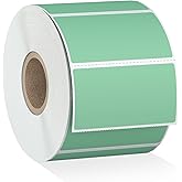 Misofuki 2.25" x 1.25" Green Direct Thermal Barcode Labels 1000 Pcs for Zebra ZD410 ZD411 LP2824, 2-1/4x1-1/4 1 Roll Waterproof Strong Adhesive Perforated Return Address Labels Used with Rollo MUNBYN
