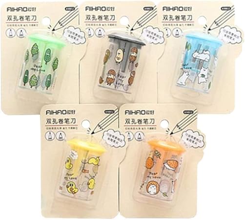 Amazon Toyvian 学校の文具用品のクリニークかわいい鉛筆削りプラスチック二つの穴削り手動鉛筆削り 鉛筆削り 文房具 オフィス用品