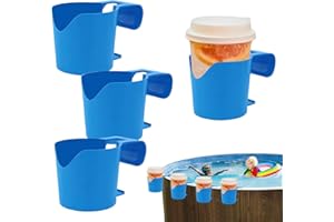 homfanseec 4Pcs Poolside Cup Holders for Above Ground Swimming Pools, Pool Cup Holders for Drinks, No Spill Pool Drink Holder for Pool Fits 2 Inch or Less Poolside Round Bar Top Rails(Blue)