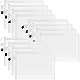 PUREZON 12 PCS Mesh Zipper Pouch Bags, Nylon Mesh Cosmetic Bags Makeup Bag,Nylon Zipper Pouch, Multipurpose Travel Bag for Travel Office Supplies (White, A5)