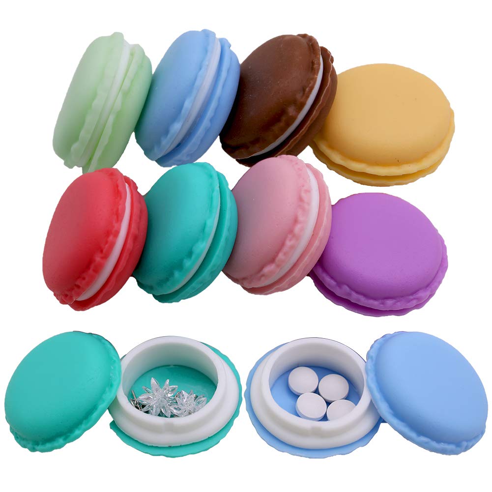 8pcs Macaron Pill Box,Party Favor Macaroon Jewelry Boxes Portable Travel Decorative Storage Boxes Pill Case Container Ring Necklace Earring Jewelry Carrying Case
