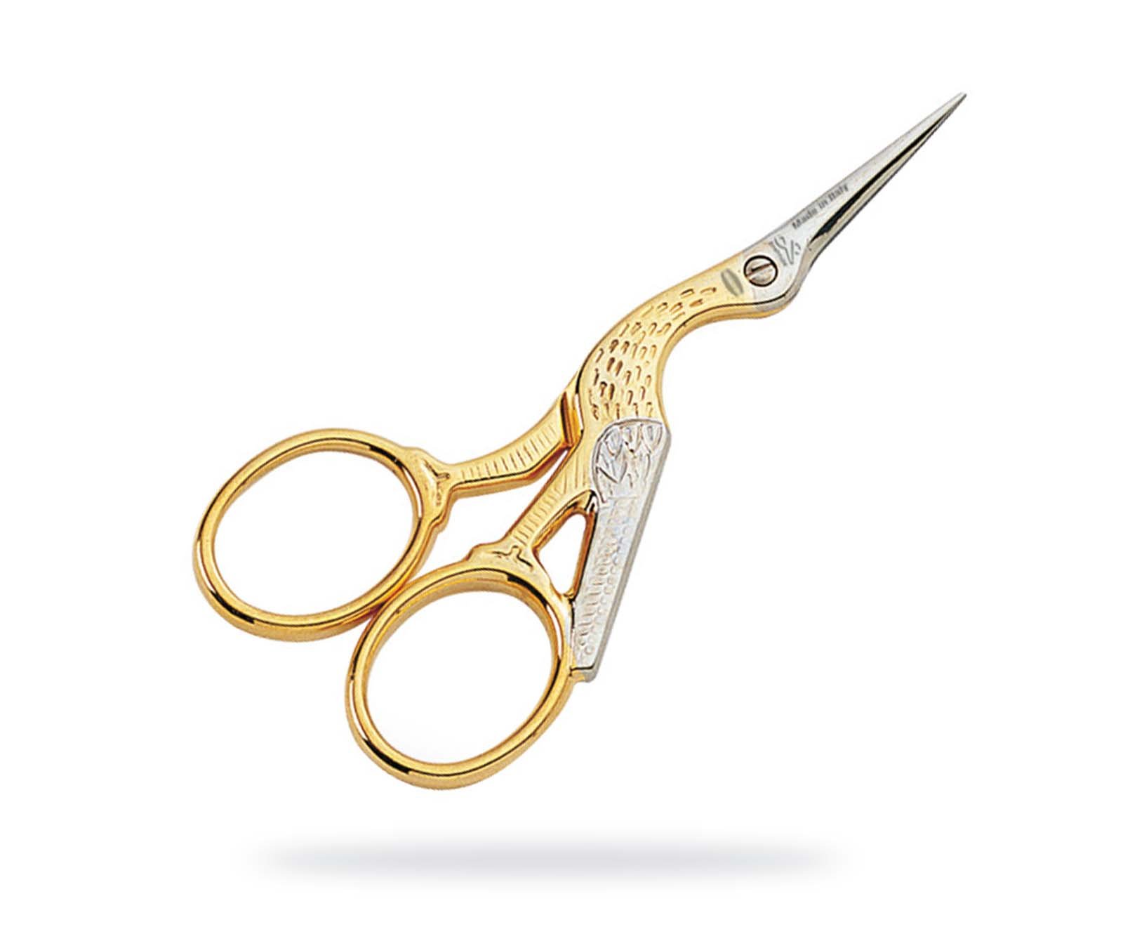 Premax 11250412D - Stork embroidey scissors gold plated, 115 mm - 4,5"
