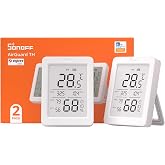 SONOFF SNZB-02DR2 AirGuard TH, Indoor Smart Zigbee Temperature and Humidity Sensor, 3.6'' LCD Display, App Monitoring with Charts, Notification Alerts, Data Export, Remote Data Display, 2-Pack