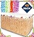 KINWAL Aloha Happiness Hawaiian Leis Necklaces (Pack of 36) + 1 Beige Grass Table Skirt (9ft) - Excellent Birthday Moana Party