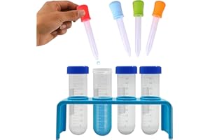 Kids Scientist Test Tubes Pack of 9PCS Kids Test Tubes 50ml Plastic for Children Scientist with Stand and Tip Dropper for Kid