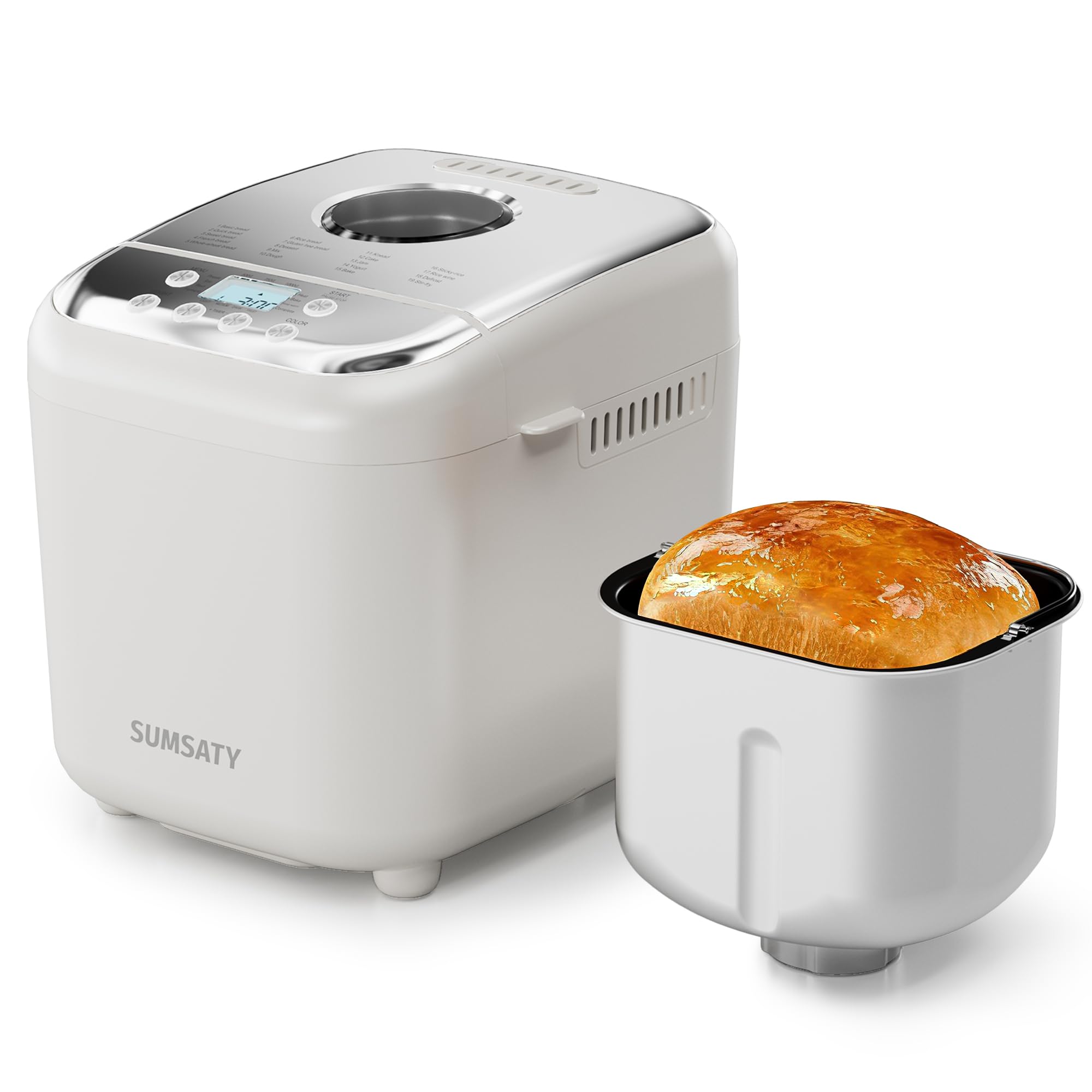Photo 1 of SUMSATY Bread Maker, 2.2LB 16-in-1 Bread Machine, Automatic Bread Maker Machine with Nonstick Ceramic Pan & 15H Timer & 1H Keep Warm for Beginner, Breadmaker with Gluten-Free, French, Yogurt, Recipe
