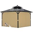 FoundGo Gazebo Universal Replacement Privacy Curtain – for 10' x 10' Water Resistant Gazebo Side Wall Privacy Panel Shade Screen Panels with Zipper for Outdoor Pergola Patio (Khaki) 4pc