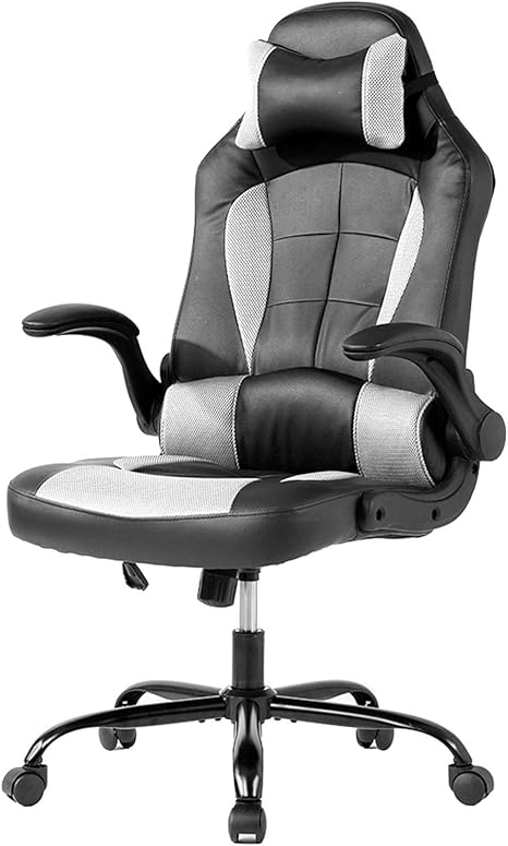 Amazon Co Jp ハイバックオフィスチェア 椅子 イス イス 滑らかキャスター付 クッション付 ロッキング ヘッドレスト メッシュ Pu 360度回転 4色 白 ホーム キッチン