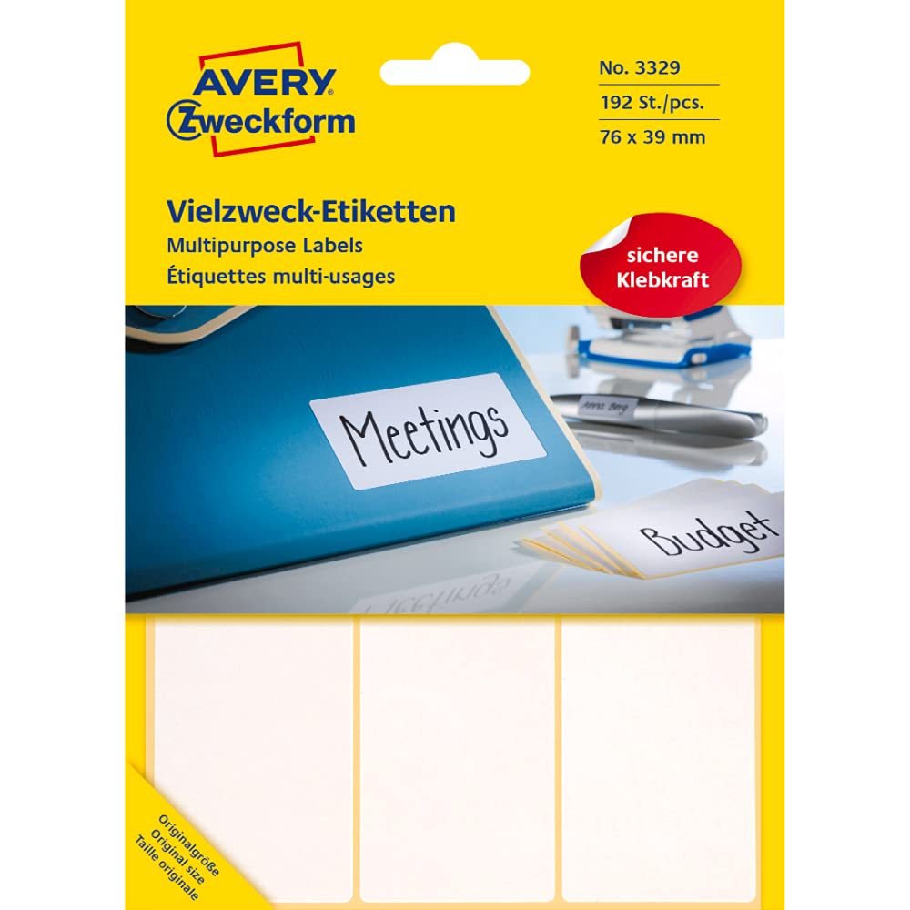 Avery Zweckform 3329 Multi-Purpose Labels 32 Sheets 192 Labels 76 x 39 mm White โ image 1