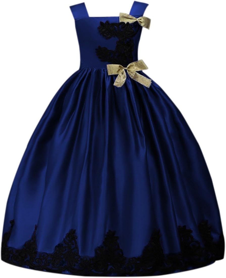 Ai.Moichien Girls Princess Dress Flower Lace Gown, Floor Length Bubble