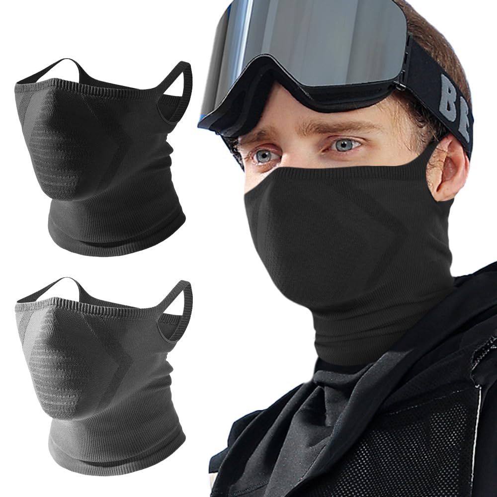 Photo 1 of ***ONLY ONE**** WTACTFUL 2-Pack Fashion Breathable Neck Gaiter Balaclava Half Face Mask for Men Windproof Warm Thermal for Skiing Snowboarding Motorcycle Cycling Hiking Winter Outdoor Sports Black Gray