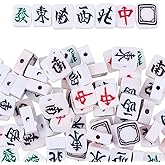 DELORIGIN 140pcs Mahjong Tile Beads 7 Styles Chinese Mahjong Charms Beads Pendant Mini Clay Loose Spacer Bead for DIY Crafts Supplies Bracelets Necklace Earring Jewelry Making Supplies