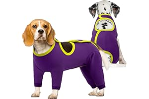IDOMIK Dog Recovery Suit After Surgery,Long Sleeve Dog Surgical Onesie for Surgery,Soft Breathable Pet Pajamas Anti Shedding,Adjustable Bodysuit Prevent Licking Wound,Cone Collar Alternative,Purple,M