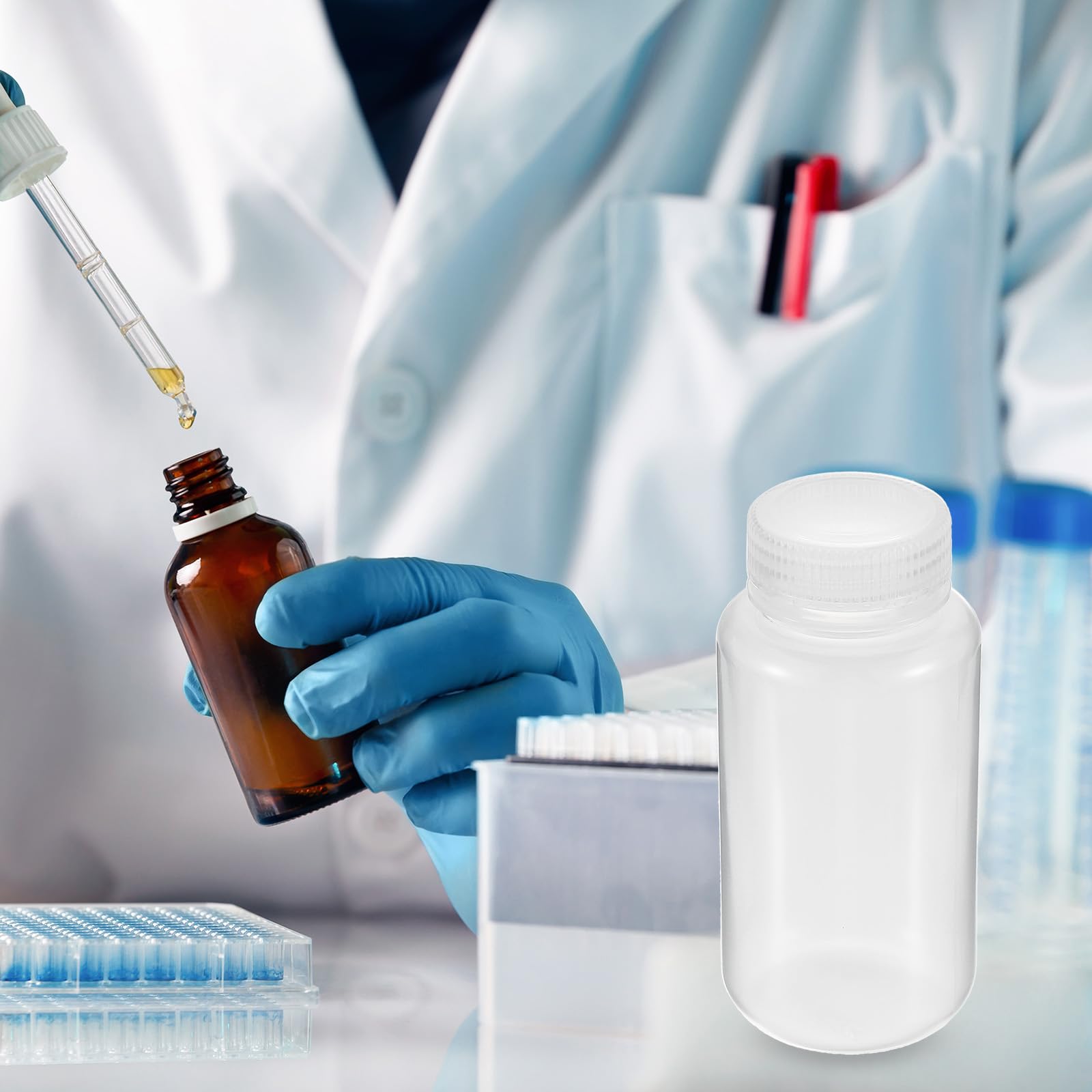 PATIKIL 12Pcs 250ml Reagent Bottles, PP Wide Mouth