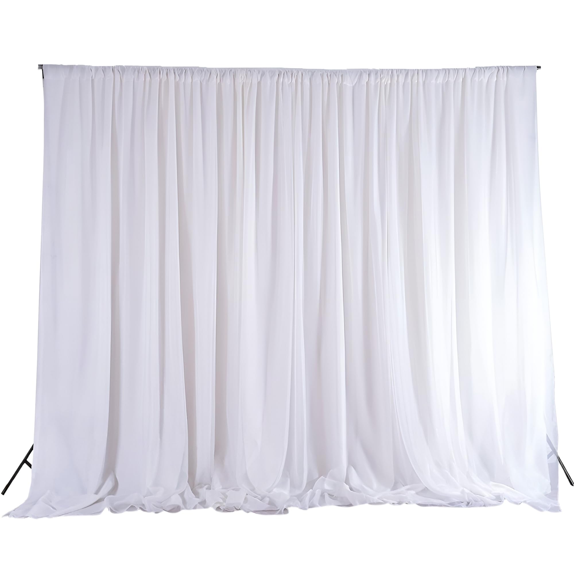 Trimming Shop Backdrop Curtain 3x3m Photography Curtains Detachable Smooth Ice Silk Pleated Backdrop for Stage Christmas Decor Party Wedding Birthday Bridal Shower Decoration, White