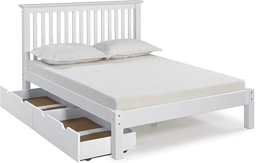 Amazon Com Barcelona Full Bed With 2 Storage Drawers White