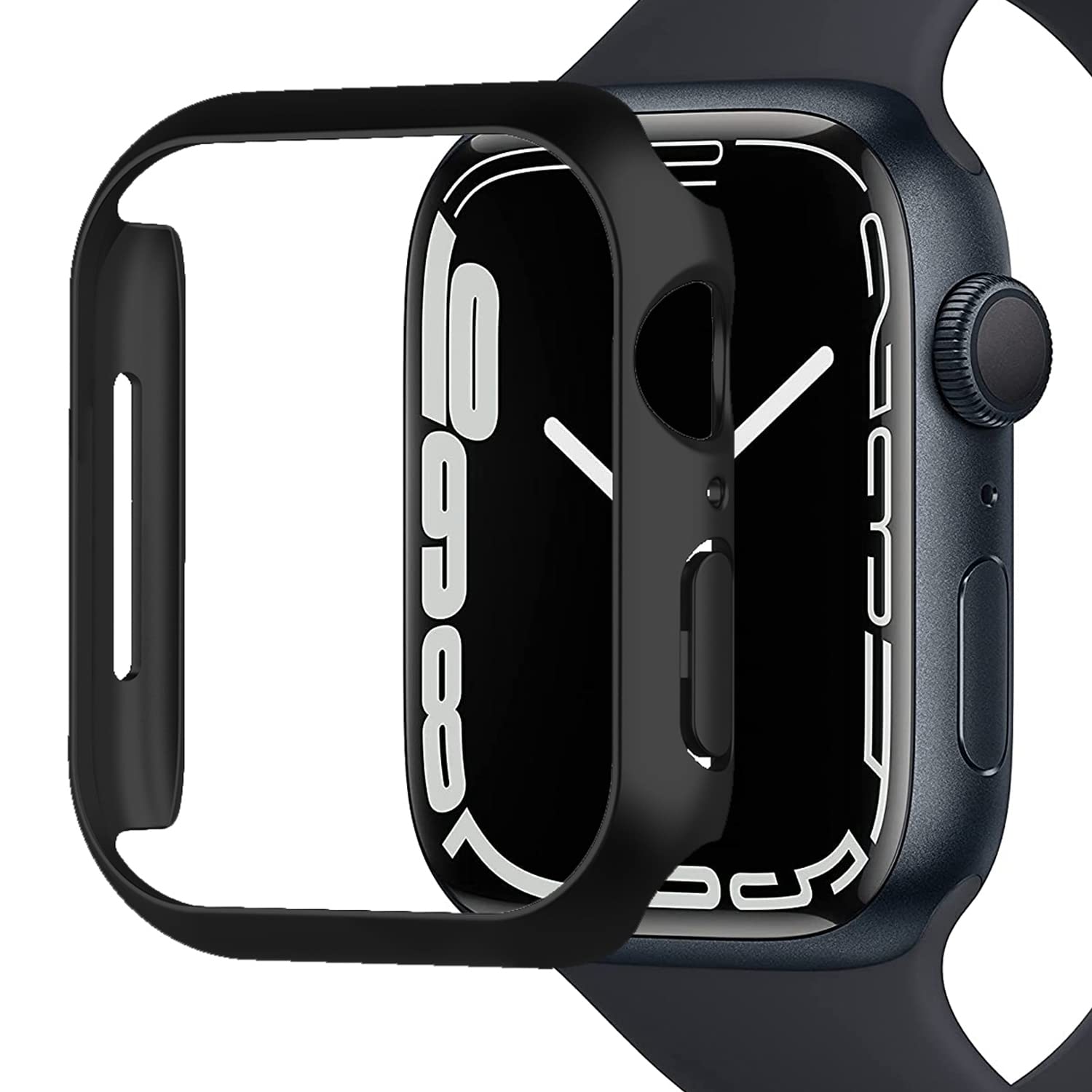 Miimall Case Compatible with Apple Watch Series 7 41mm/45mm，Hard PC Frame Protective Cover Ultra-Light Ultra-Thin All-Around Bumper Protective Shell for Apple Watch Series 7-Black