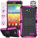 ElBolt TM 3 in 1 Bundle LG Optimus L70 (Metro PCS) / Optimus Exceed II (Verizon) / Dual D325 /Realm LS620 Armor Grenade Stand Hard Gel Case - Hot Pink (Free Ultra-Sensitive Stylus Pen and Premium Screen Protector by ElBolt TM)