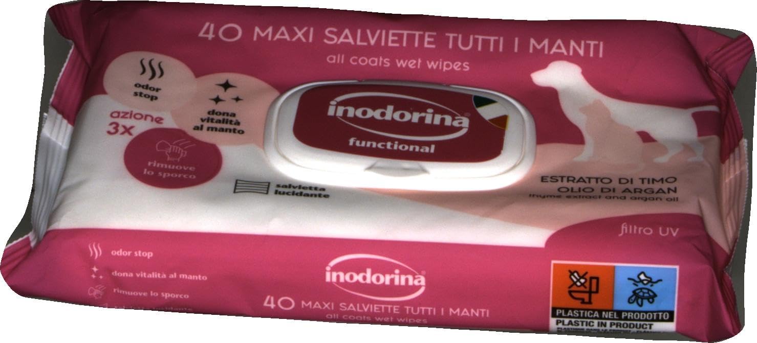 Inodorina Disinfecting Wipes for Dogs and Cats Refresh Extra Milk Vanilla (40 Count) Hygiene Wipes for Pets, Alcohol- Resistant Fabric