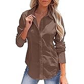 siliteelon Women's Button Down Shirts Long Sleeve Dress Shirts Wrinkle Free Collared Work Office Solid Blouses Corset Tops