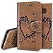 Galaxy S8 Case,Galaxy S8 Wallet Case,PHEZEN Vintage Emboss Flower Love Heart PU Leather Wallet Flip Protective Case Cover with Card Slots & Kickstand for Samsung Galaxy S8, Brown