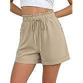 winkbay Women's Summer Drawstring Elastic Waist Shorts Casual Straight Leg Shorts with Pockets