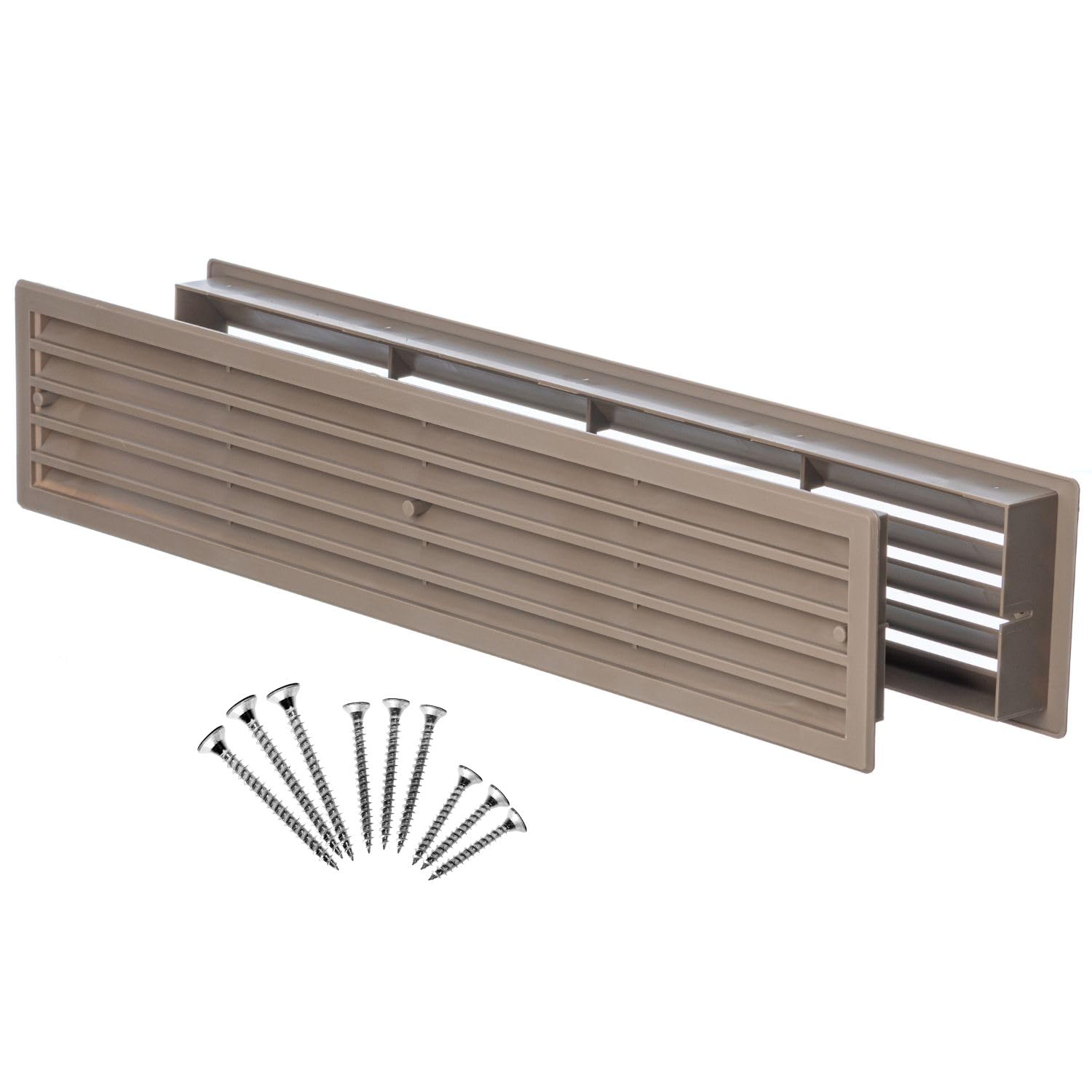 1pcs, Beige Door Vent Cover 450x92mm - Plastic Ventilation Grille - 17.7"x3.6" Vents for Interior Doors Two Sided - Bathroom Ventilation Grille - Door Return Air Register with Screws by Steinberg14 — image 1