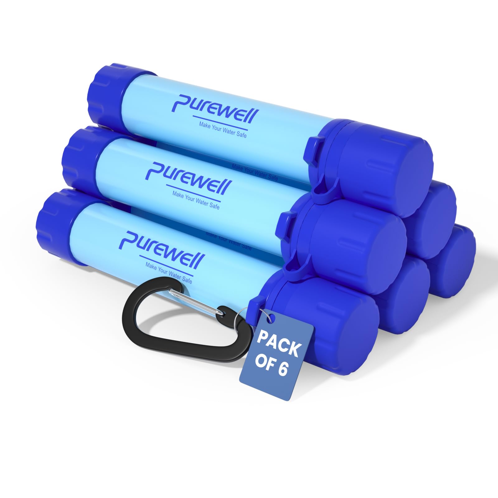 Purewell Outdoor Water Filter Personal Water Filtration Straw Emergency Survival Gear Water Purifier for Camping Hiking Climbing Backpacking