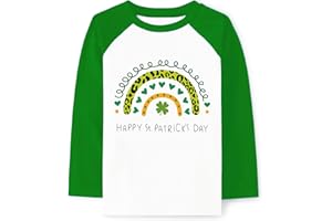 TKRIA Kids St Patricks Shirts Toddler Unisex Boys Girls Pixel T-Shirt Cast Dinosaur Clover Shamrock Raglen Sleeve Green Tops