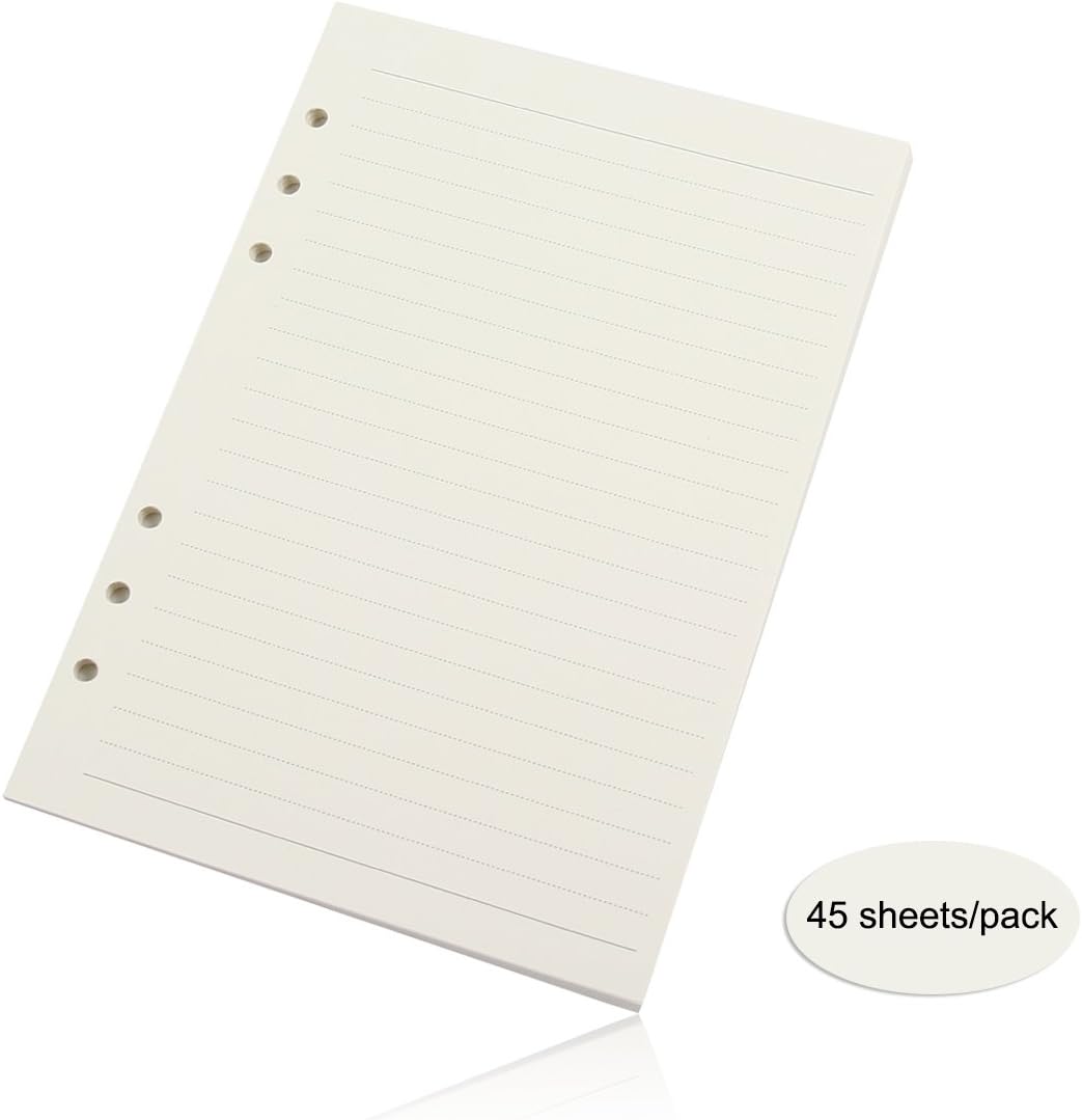 bouti1583 3 Pack of Refills Paper 6 Holes A6 6.7 x 3.7 Inches for Binder Loose Leaf