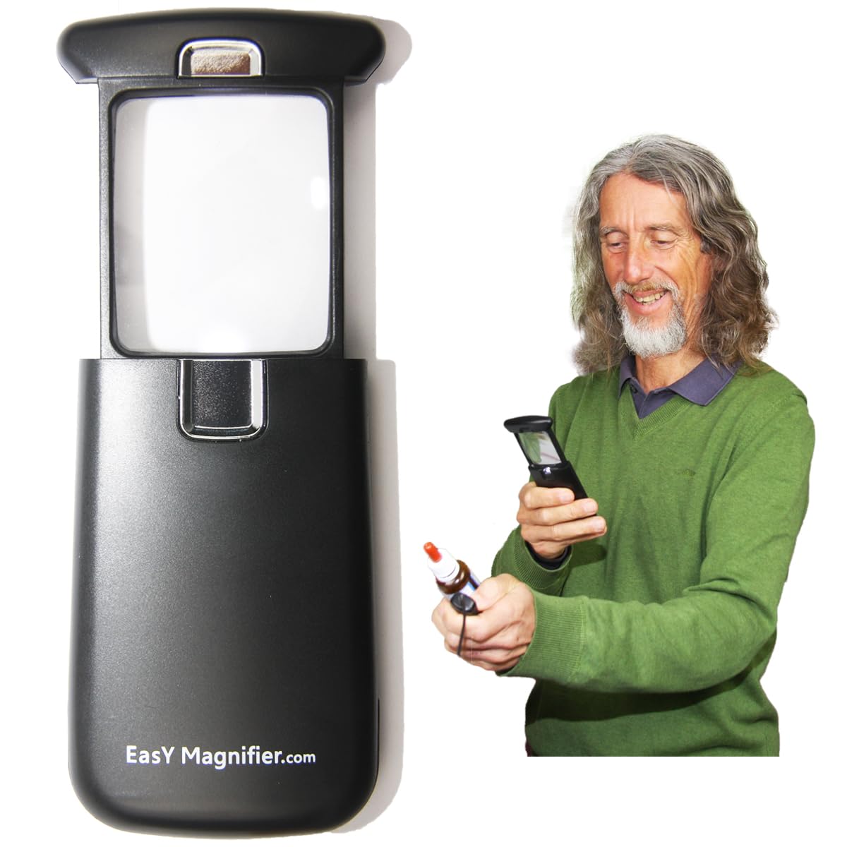 EasY Magnifier Small Pocket Magnifying Glass 3.0X Magnification with LED Light for Reading; Lighted Hand Held Coin Loupe; Mini Magnify Lens; Gifts for Seniors