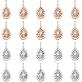 HOBBIESAY Water Drop Pendants Golden Cubic Zirconia Charm Faceted Teardrop Links Connectors Drop Shape Small Charm for DIY Bracelet Necklace Earring Jewelry Craft Making,Hole:1mm