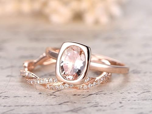 Amazon Com 6x8mm Cushion Cut Natural Pink Morganite Plain Band