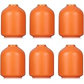 Orange Ceramic Small Vase Set of 6 - Modern Boho Flower Vase, Orange Bud Vases for Floral Arrangements, Centerpieces for Weddings, Dinner Parties, Table Settings, Foyer, Bathroom Decorations
