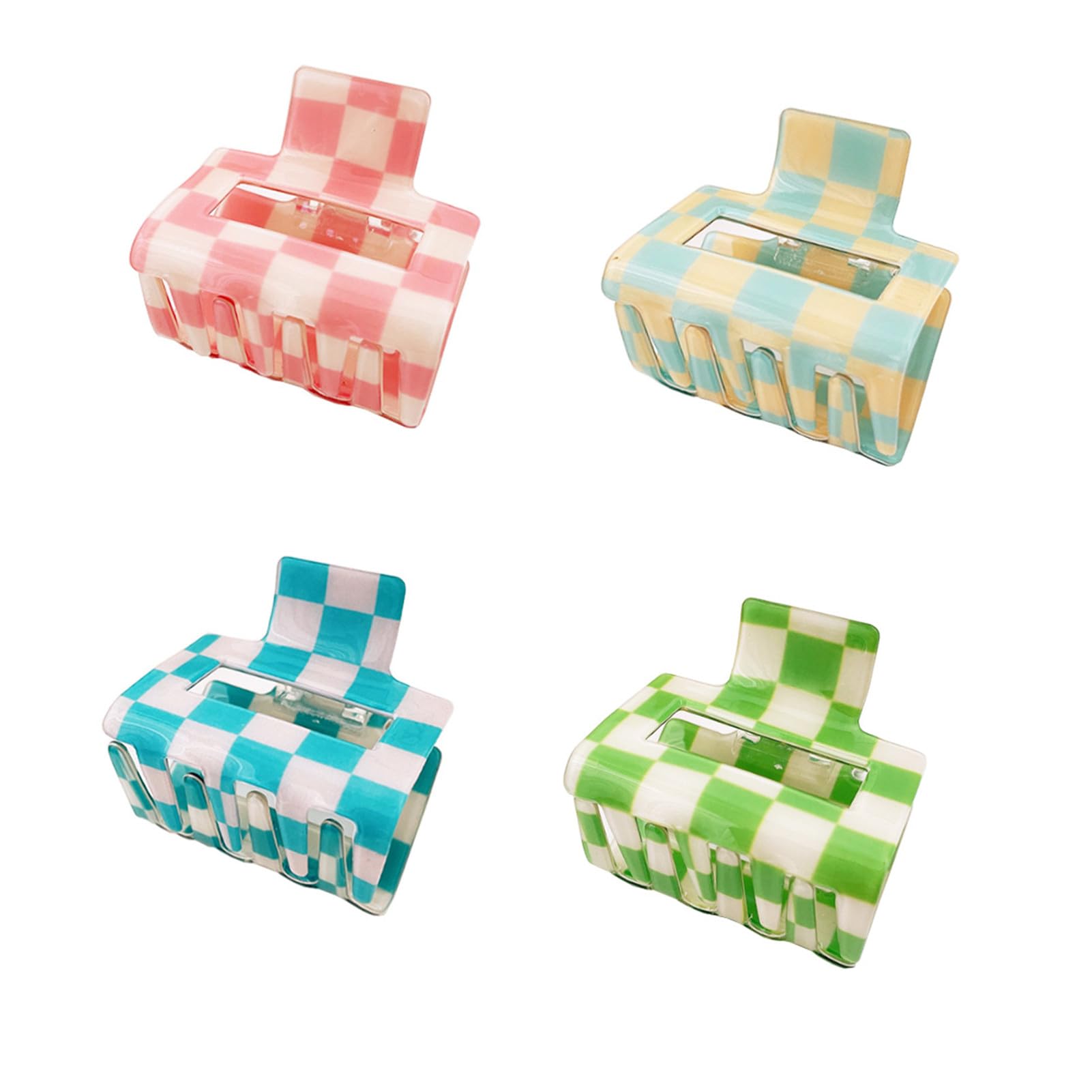 Photo 1 of 1 Pack Checkered Hair Claw Clips, BetterJonny Square Medium Checker Barrettes Cute Hair Claw Hair Clips Hair Accessories for Thick Thin Hair for Women Girls