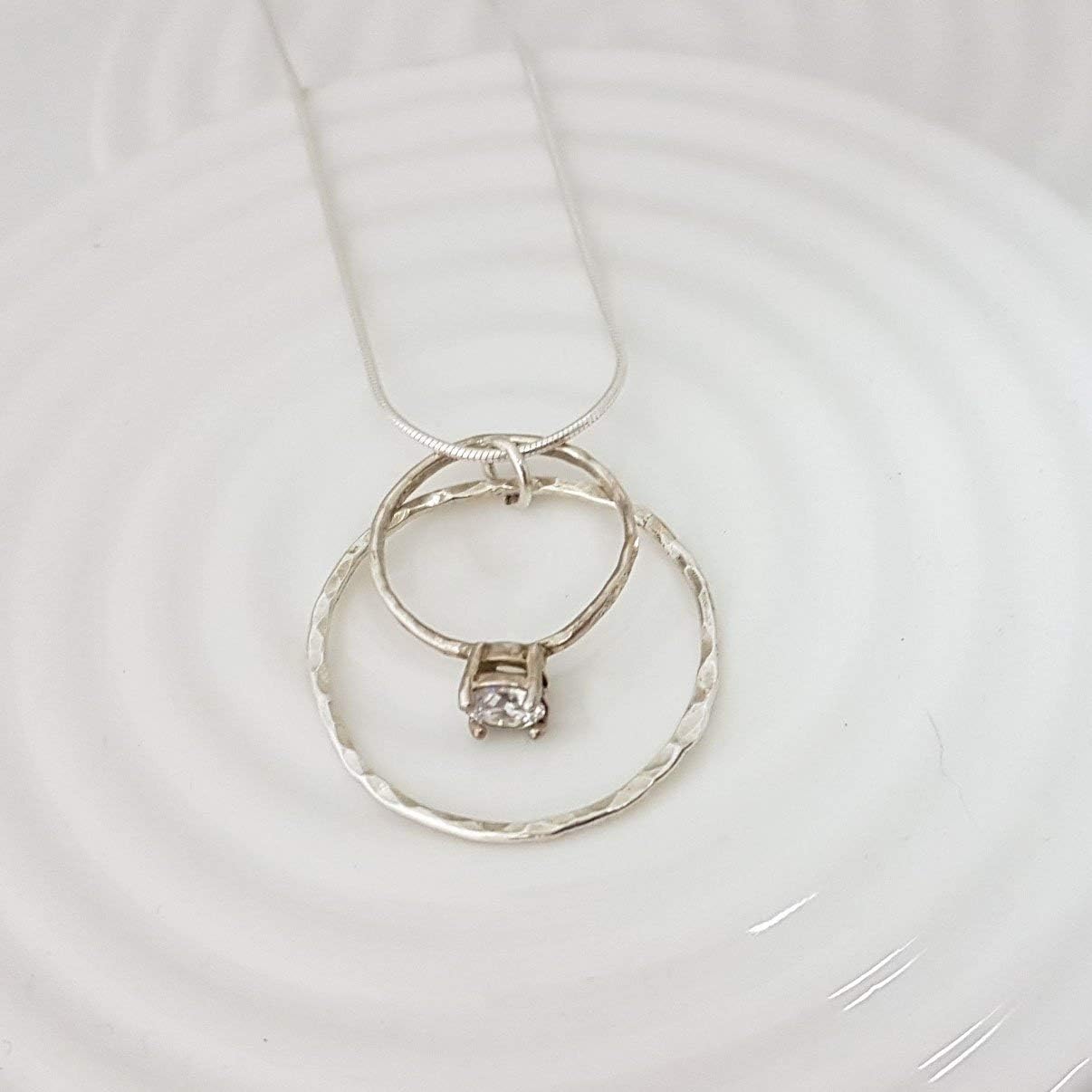 Karma Circle Wedding Ring Holder Necklace in Sterling Silver 18"