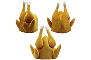 yosager 3 Pack Men's Roasted Turkey Hat, Thanksgiving Halloween Turkey Costume Funny Hat for Christmas Holiday Party Favors Party Supplies