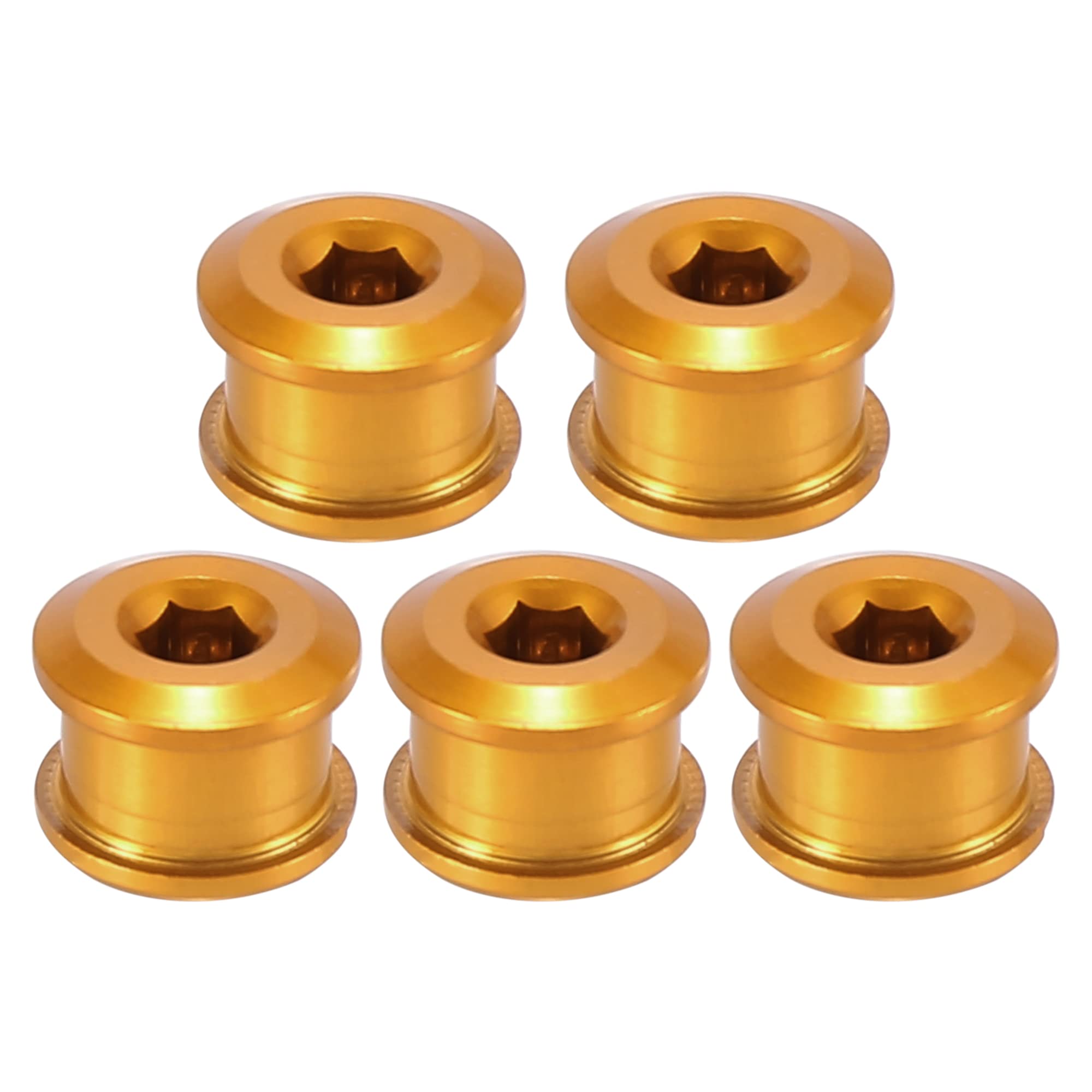 X AUTOHAUX 5pcs Gold Tone Chainring Nuts Road Bike Bicycle Chain Ring Bolts Nut