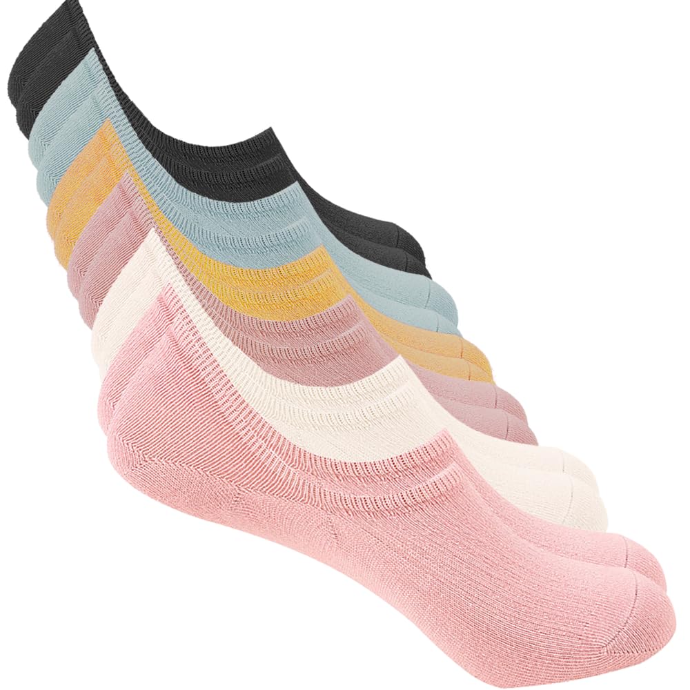 Bestele 6 Pairs Invisible No Show Socks for Men & Women, Low Cut Non Slip Liner for Sneakers and Loafers, Cotton Anti Bacterial Sweat