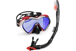 YIMSERK Snorkeling Gear for Adults – Anti-Fog Panoramic Snorkel Mask Set with Dry Top Snorkel, Food-Grade Silicone, Leak-Proof Design, Adjustable Strap, Mesh Bag – Ideal for Scuba Diving & Swimming