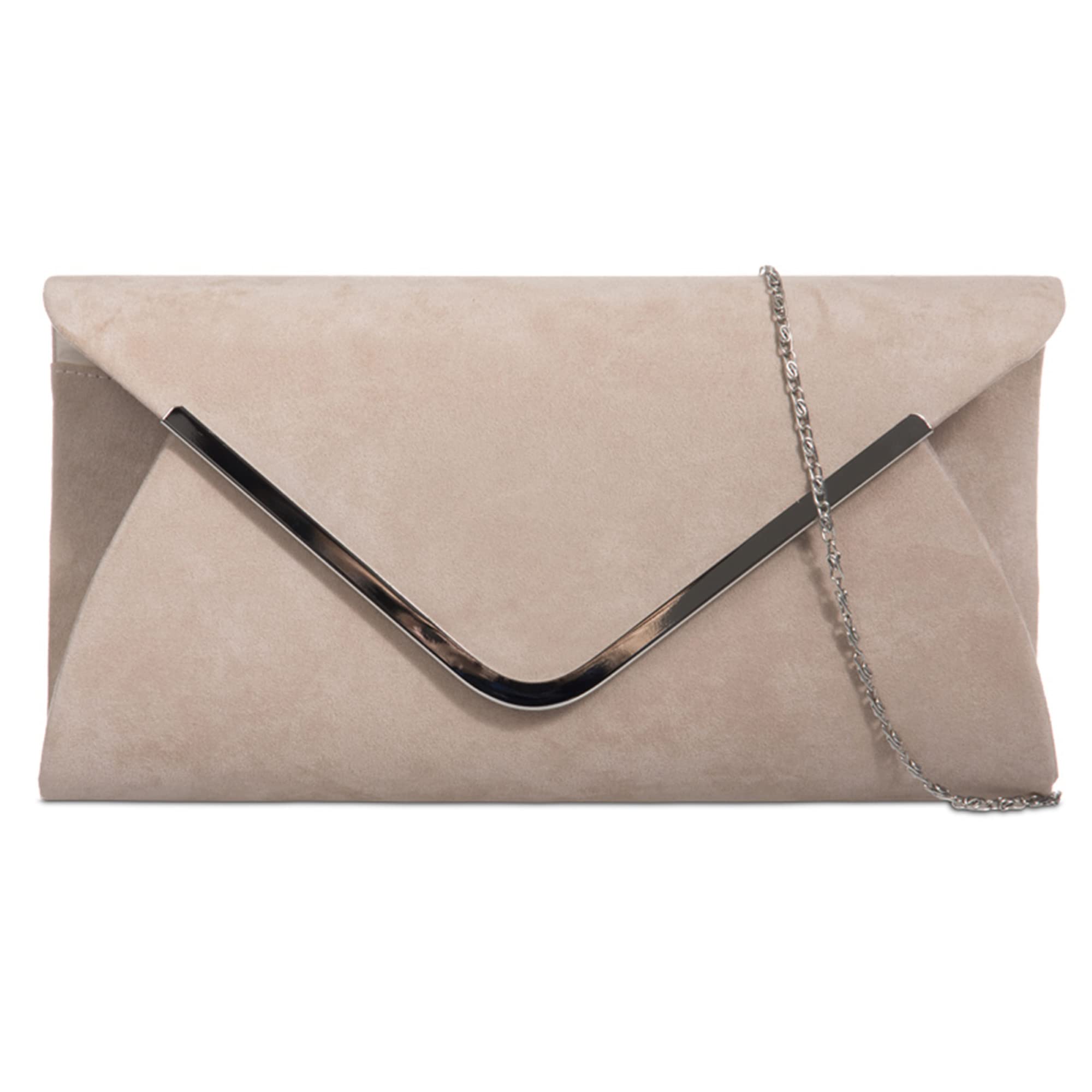 fi9® PLAIN SUEDE BRIDAL WEDDING EVENING CLUTCH PARTY PURSE HAND BAG (Nude)
