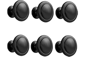 Kalolary 6 Pack Black Round Cabinet Knobs Drawer Dresser Door Knob Pull Handle Knobs for Dresser Drawers Wardrobe Drawer Cabi