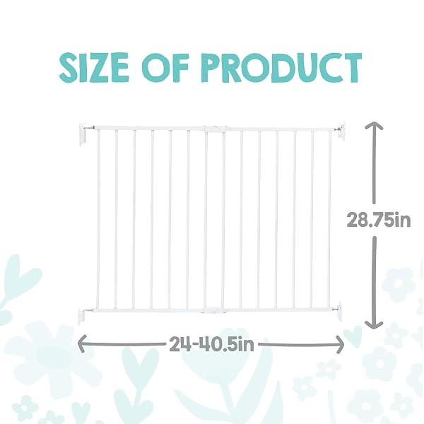 REGALO SAFETY 24″-40.5″ EXTRA WIDE BABY GATE FOR STAIRS & HALLWAYS, HARDWARE MOUNTED 2-IN-1 STAIR GATE FOR BABIES, TODDLERS, & PETS, WHITE