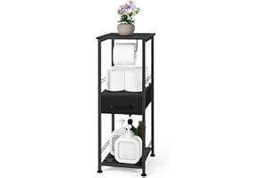 Fogein Bathroom Storage Cabinet, Towel Shelf for Bathroom, Bathroom Storage Cabinet with Toilet Paper Holder，Storage Cabinets for Bathroom/Kitchen/Living Room Use(Black)